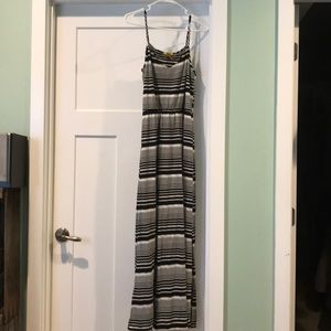 Black and white striped maxi dress
